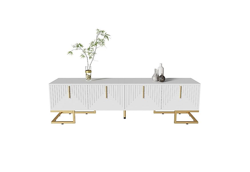 Merax Lowboard mit vier Türen und Einlegeböden, TV-Schrank mit goldenen Met günstig online kaufen