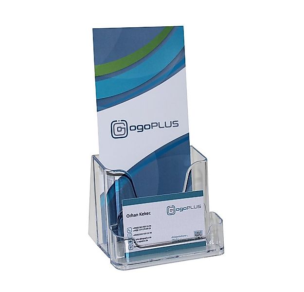 ogoPLUS Zeitungsständer DIN lang Prospekthalter mit Visitenkartenständer, P günstig online kaufen