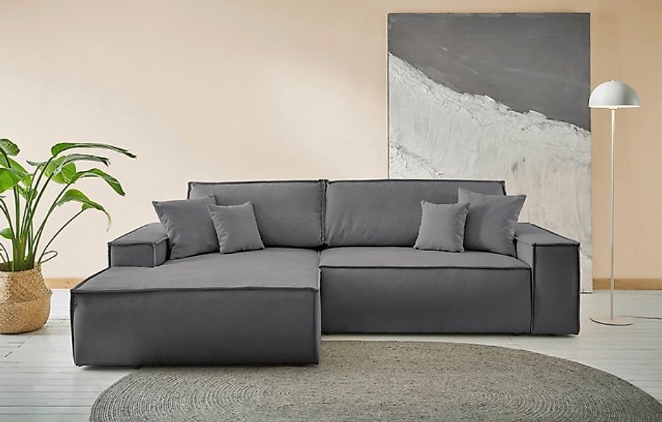 andas Ecksofa »FINNLEY Schlafsofa 267 cm, L-Form mit Schlaffunktion & Bettk günstig online kaufen