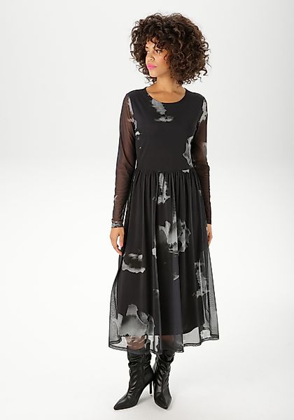 Aniston CASUAL Midikleid mit großflächigen Batik-Blüten günstig online kaufen