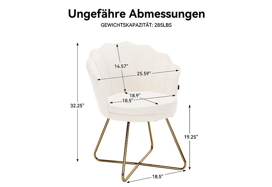 HawthyHome Polsterstuhl Polstersessel mit Blütenblatt-Rückenlehne & Goldene günstig online kaufen