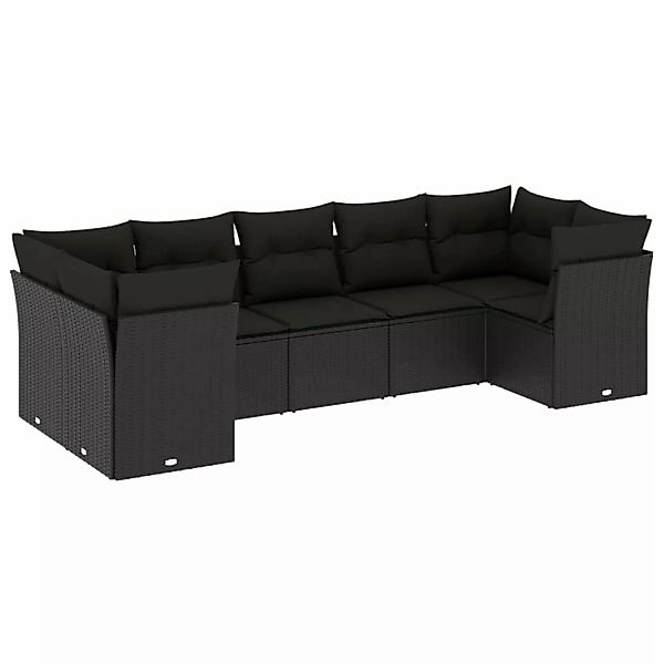 vidaXL 7-tlg Garten-Sofagarnitur mit Kissen Schwarz Poly Rattan Modell 59 günstig online kaufen