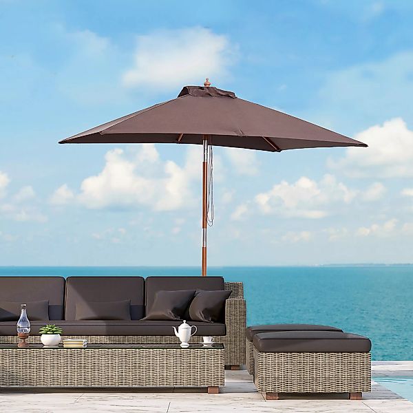 Outsunny Sonnenschirm knickbar Gartenschirm 200 x 150 cm 3-stufig einstellb günstig online kaufen