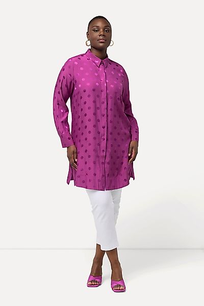 Ulla Popken Longbluse Longbluse Jacquard-Punkte Hemdkragen günstig online kaufen