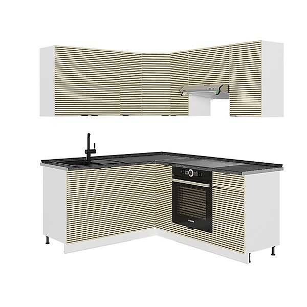 Vicco Fame-Line Eckküche Eiche Paneel/Weiß 160 x 190 cm AP Anthrazit günstig online kaufen