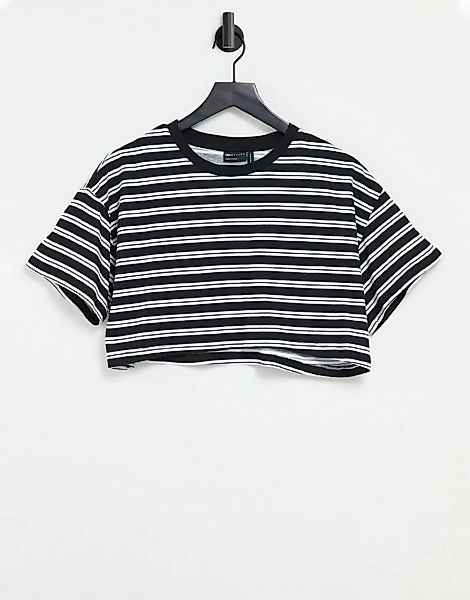 ASOS DESIGN – Kurz geschnittenes Oversize-T-Shirt mit schwarz-weißen Streif günstig online kaufen