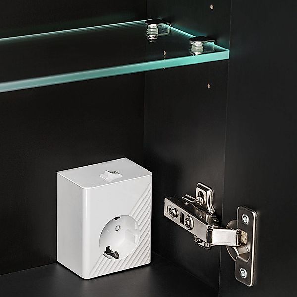 Lomadox Spiegelschrank PUEBLA-56-BLACK 180cm, LED-Beleuchtung, matt günstig online kaufen
