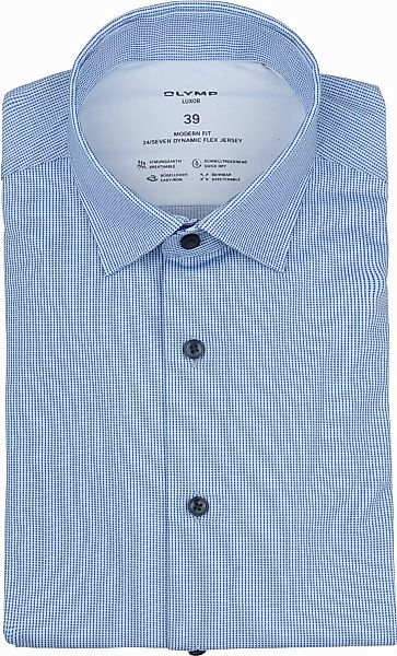 OLYMP Luxor Hemd 24/Seven Druck Blau - Größe 44 günstig online kaufen