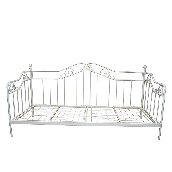 Einzelbett im Vintage Design Metall in Weiß günstig online kaufen