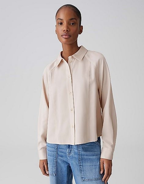 OPUS Hemdbluse Hemdbluse aus fließendem Tencel Lockere Passform, glatter Fa günstig online kaufen