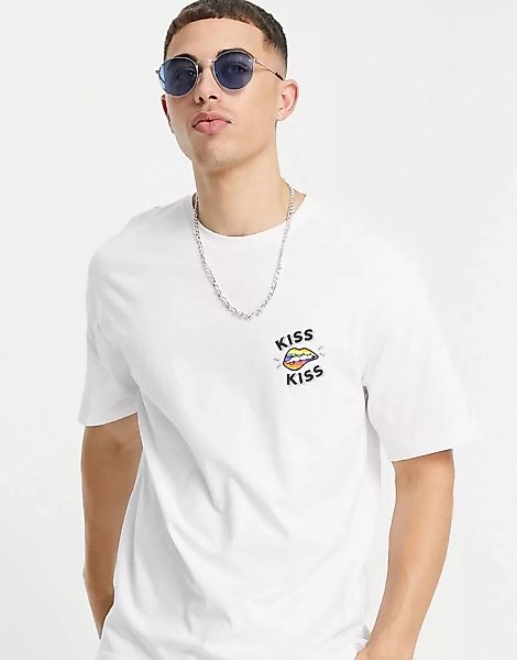 Jack & Jones Originals – Pride – Oversize-T-Shirt in Weiß mit Logo auf der günstig online kaufen