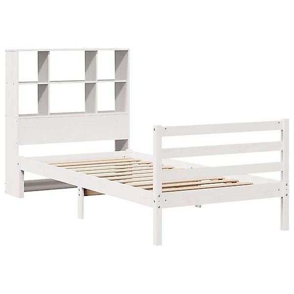 vidaXL Bett Massivholzbett mit Regal ohne Matratze Weiß 90x200 cm Kiefer günstig online kaufen
