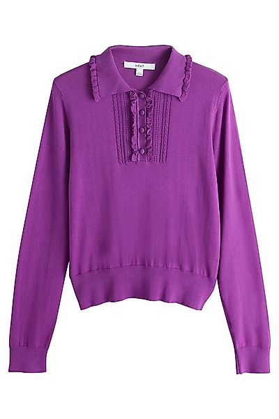 Next Polokragenpullover Gerüschtes Polo-Oberteil aus weicher Baumwolle (1-t günstig online kaufen