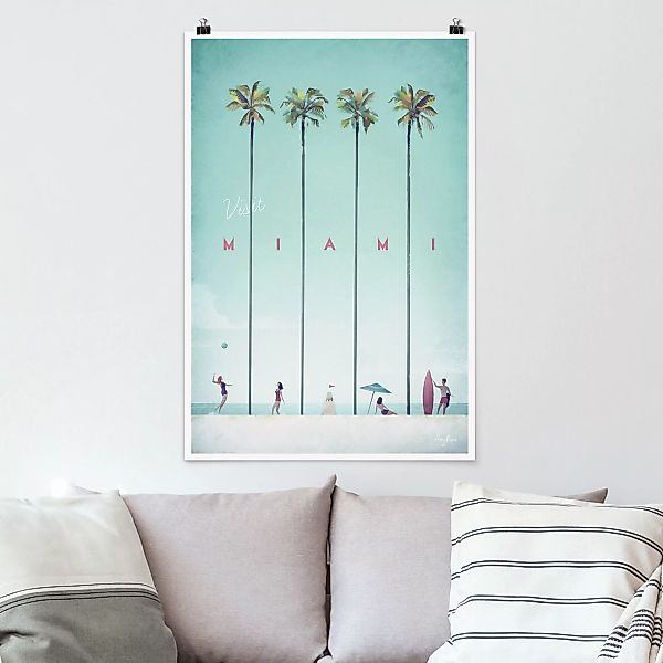 Poster Strand - Hochformat Reiseposter - Miami günstig online kaufen