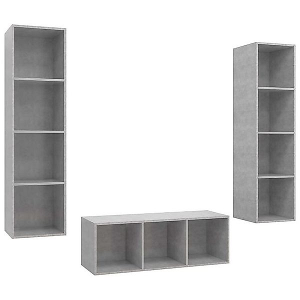 vidaXL TV-Schrank 3-tlg. TV-Schrank-Set Betongrau Holzwerkstoff (1-St) günstig online kaufen
