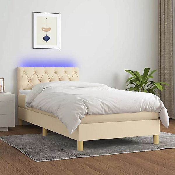 Vidaxl Boxspringbett Mit Matratze & Led Creme 80x200 Cm Stoff günstig online kaufen