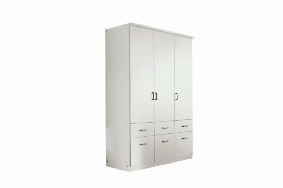Kindermöbel 24 Kleiderschrank Dilan weiß 3 Türen inkl. 6 Schubladen + Aufsa günstig online kaufen