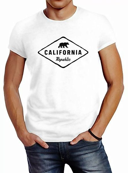 Neverless Print-Shirt Herren T-Shirt California Republic Bear Badge Bär Sun günstig online kaufen