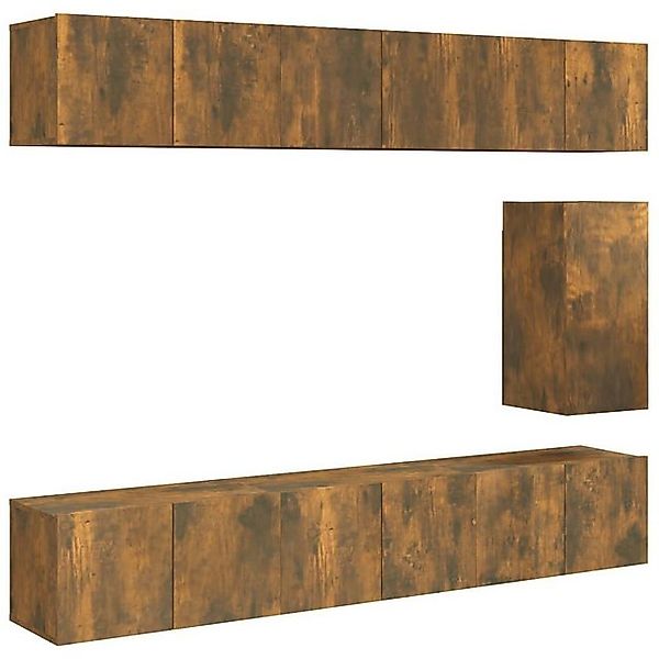 furnicato TV-Schrank 7-tlg. TV-Schrank-Set Räuchereiche Holzwerkstoff (1-St günstig online kaufen