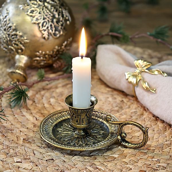 Chic Antique Kerzenleuchter Kerzenständer Kammerleuchter H5/L12,5/B9,5 günstig online kaufen