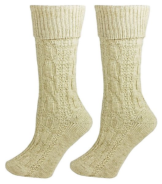 P.S. Schuhmacher Socken Kurze Trachtensocken mit Zopfmuster Natur günstig online kaufen