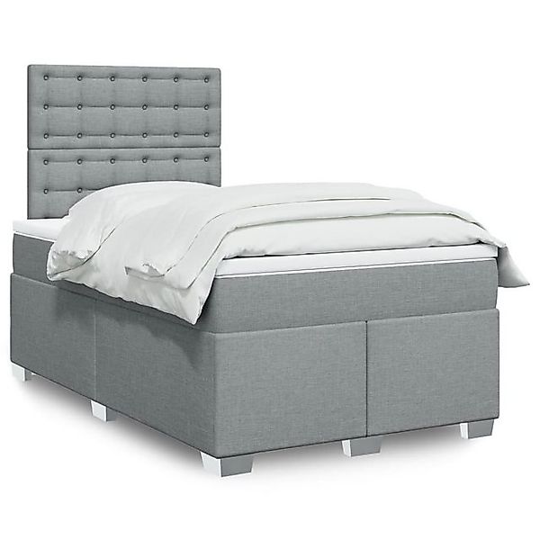 vidaXL Boxspringbett, Boxspringbett mit Matratze Hellgrau 120x190 cm Stoff günstig online kaufen