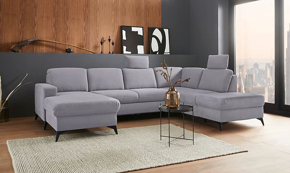 PLACES OF STYLE Wohnlandschaft "Lolland U-Form" Wahlweise mit Bettfunktion günstig online kaufen