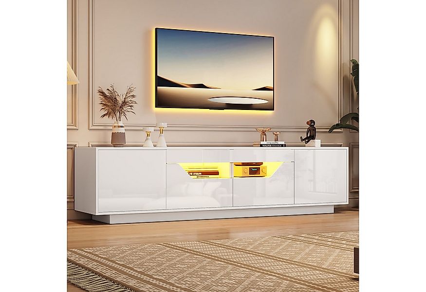 Merax Lowboard hochglanz Fernsehschrank mit LED-Beleuchtung (Für Fernseher günstig online kaufen