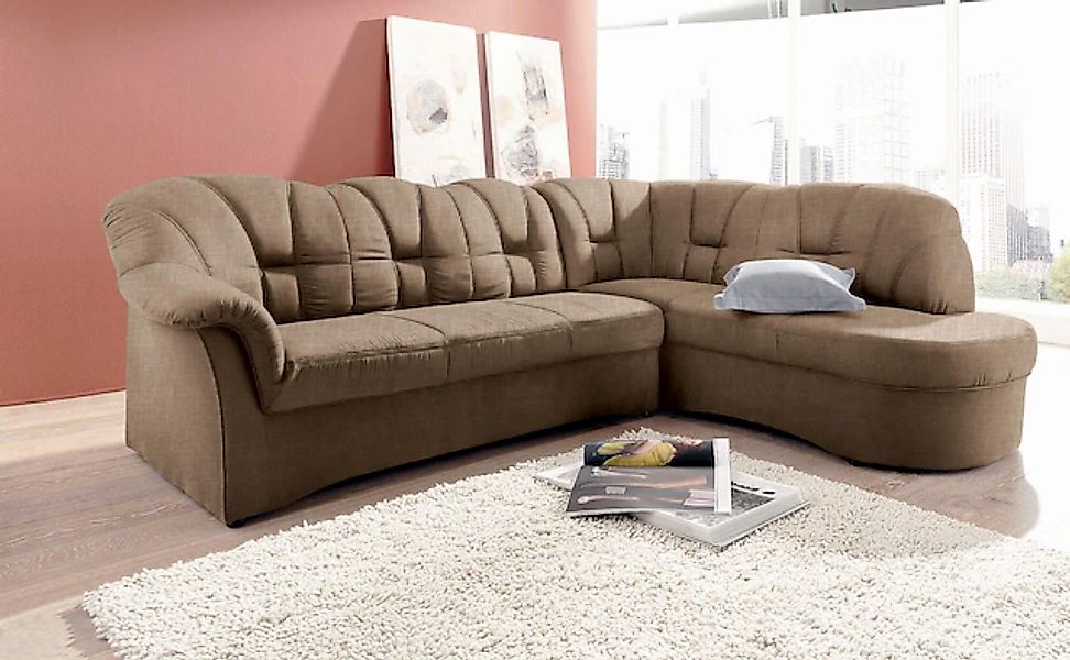 DOMO collection Ecksofa "Papenburg, zeitlose Rückensteppung, elegante Armle günstig online kaufen