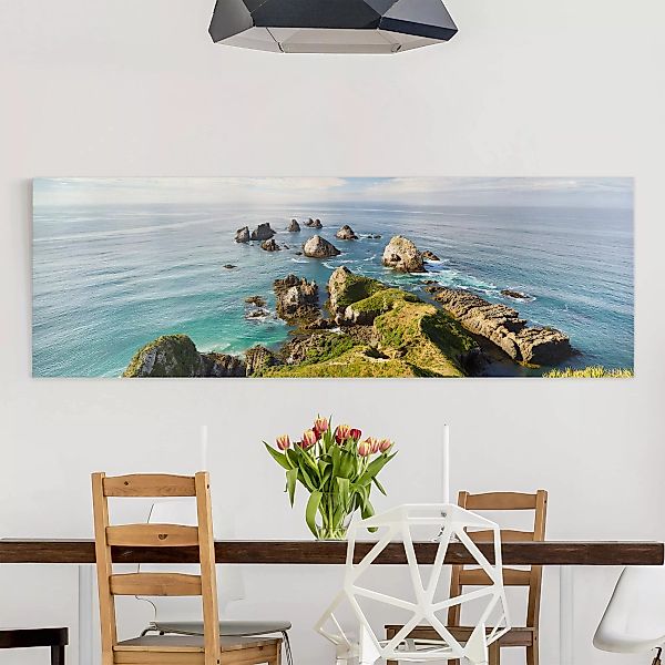 Leinwandbild Strand - Panorama Nugget Point in Neuseeland günstig online kaufen