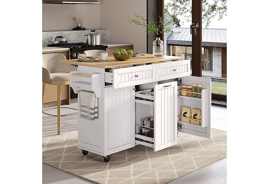 Flieks Küchenwagen mit erweiterbarer Arbeitsplatte, Rollen & Massivholzbein günstig online kaufen