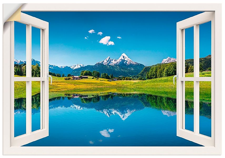Artland Wandbild »Fensterblick Alpen und Bergsee«, Berge, (1 St.), als Lein günstig online kaufen