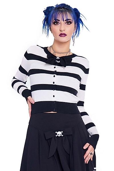 Jawbreaker Strickjacke Striped Skull Bow Cardigan Gestreift Schleife Gothic günstig online kaufen