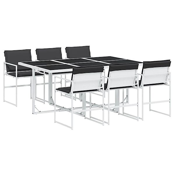 vidaXL 7-Tlg Garten-Essgruppe mit Kissen Weiß Textilene 3295104 günstig online kaufen