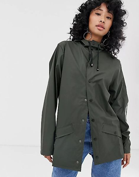 Rains – Kurze wasserdichte Jacke in Grün günstig online kaufen