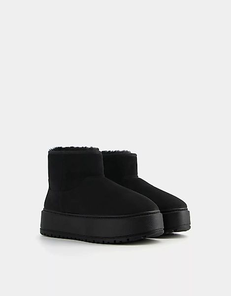 Bershka Plateau-Stiefeletten Mit Fellfutter Damen 35 Schwarz günstig online kaufen