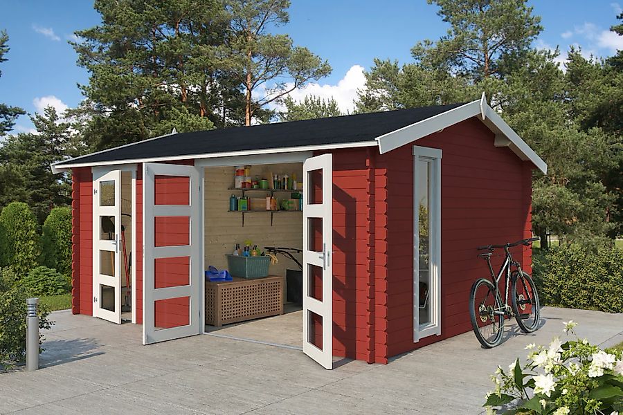 LASITA MAJA Gartenhaus "Carroz 2" Blochbohlenhaus 28mm 2-Raum, Fundamentmas günstig online kaufen