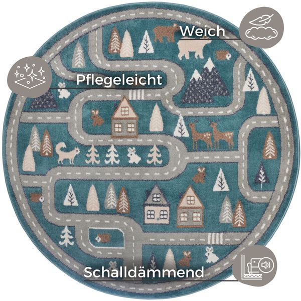 HANSE Home Kinderteppich "Adventures Streets" rund 8 mm Höhe Spielteppich, günstig online kaufen