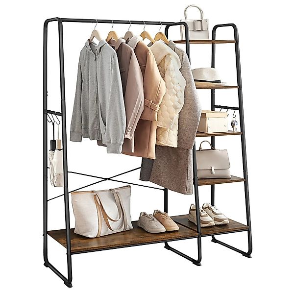 Songmics Kleiderständer Colten mit Schuhregal Braun-Schwarz günstig online kaufen