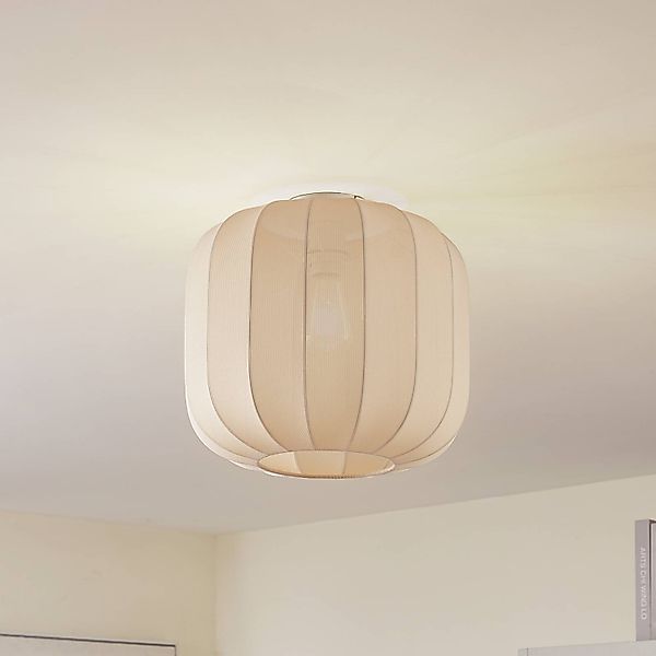 Lindby Deckenleuchte Helin, beige, Stoff, Ø 35 cm günstig online kaufen