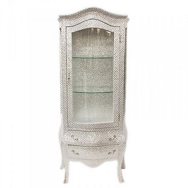 Casa Padrino Vitrine Barock Vitrine in Weiß/Glitzerlook- Vitrinenschrank - günstig online kaufen