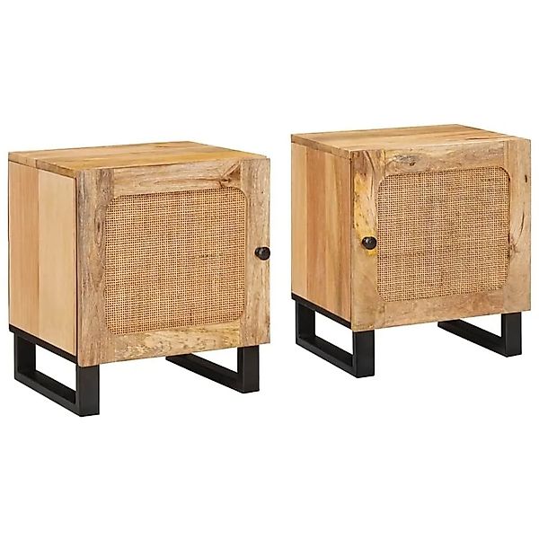 vidaXL Nachttisch 2 Stk Natur 40 x 33,5 x 46 cm Massivholz Mango 4018041 günstig online kaufen