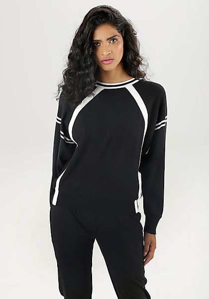 Aniston SELECTED Strickpullover mit sportiven weißen günstig online kaufen