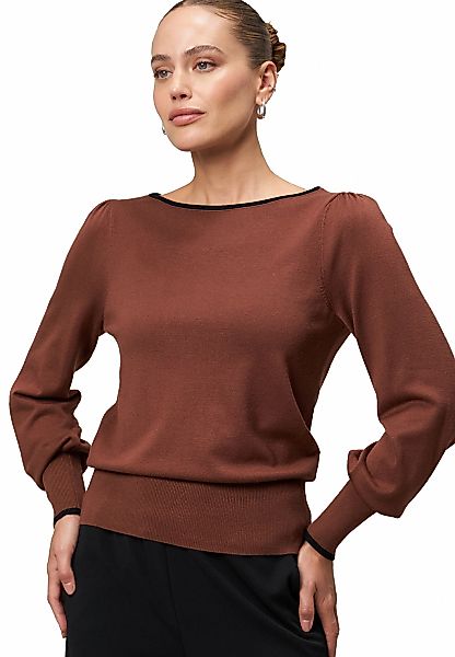 Zero Strickpullover "Damen Feinstrickpullover mit Kontrastpaspel" 1 Stk. tl günstig online kaufen