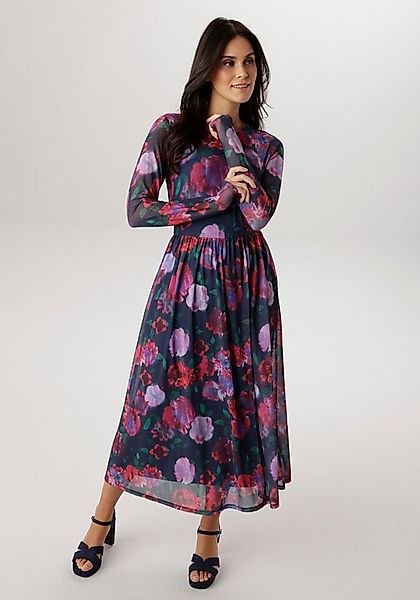 Aniston SELECTED Midikleid in Mesh-Qualität und floralem Batik-Musterung - günstig online kaufen