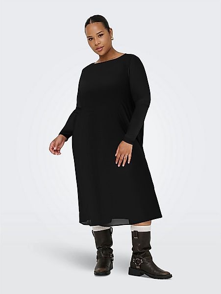 ONLY CARMAKOMA Chiffonkleid CARFOREST LIFE LS BOATNECK BLK DRESS JRS Sommer günstig online kaufen