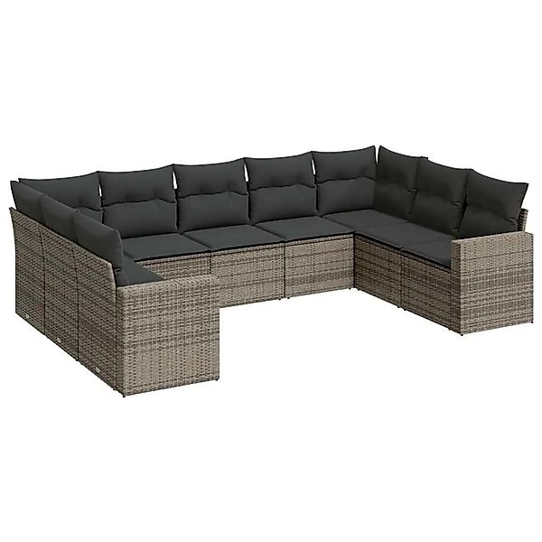 vidaXL 9-Tlg Garten-Sofagarnitur mit Kissen Grau Poly Rattan 3251737 günstig online kaufen