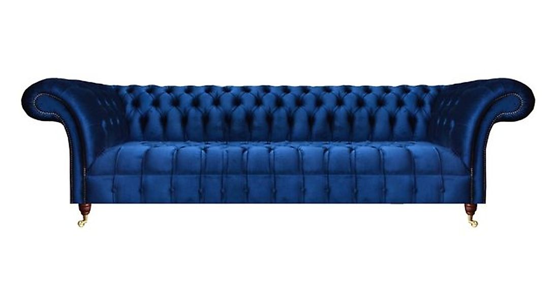 JVmoebel Chesterfield-Sofa Luxus Blau Sofa Dreisitze Wohnzimmer Textil Pols günstig online kaufen