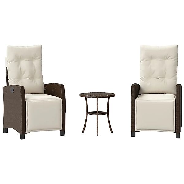 vidaXL 3-Tlg Bistro-Set mit Kissen Braun Poly Rattan 365250 günstig online kaufen