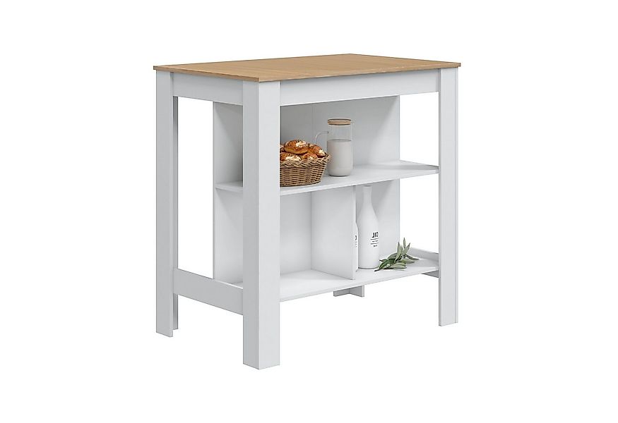 habeig Kücheninsel Küchenschrank mit Arbeitsplatte und Regalen, 105x103x67c günstig online kaufen